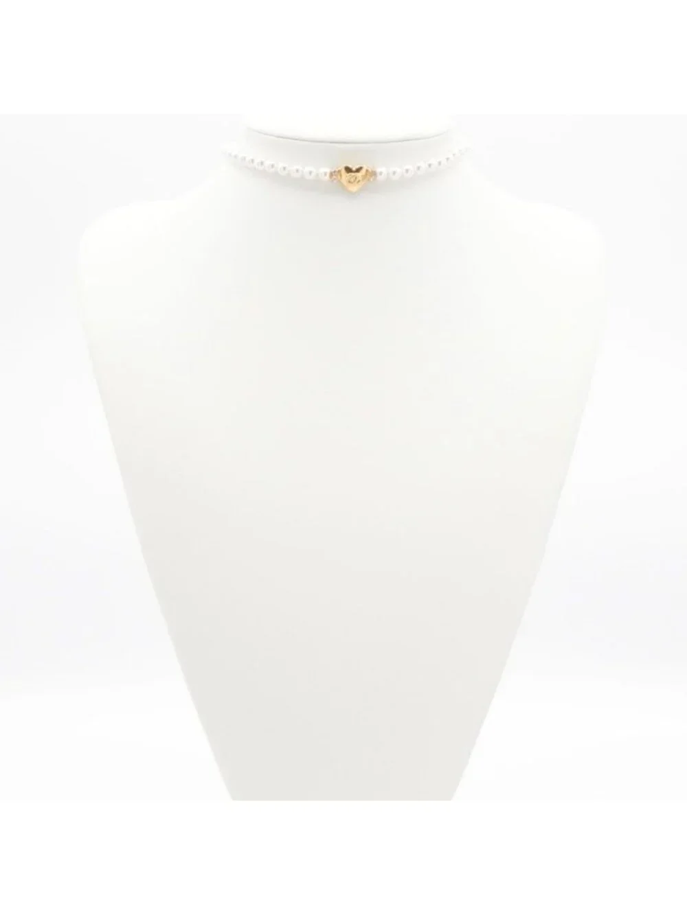 Chanel Choker White Gold Heart Coco Mark Rhinestone